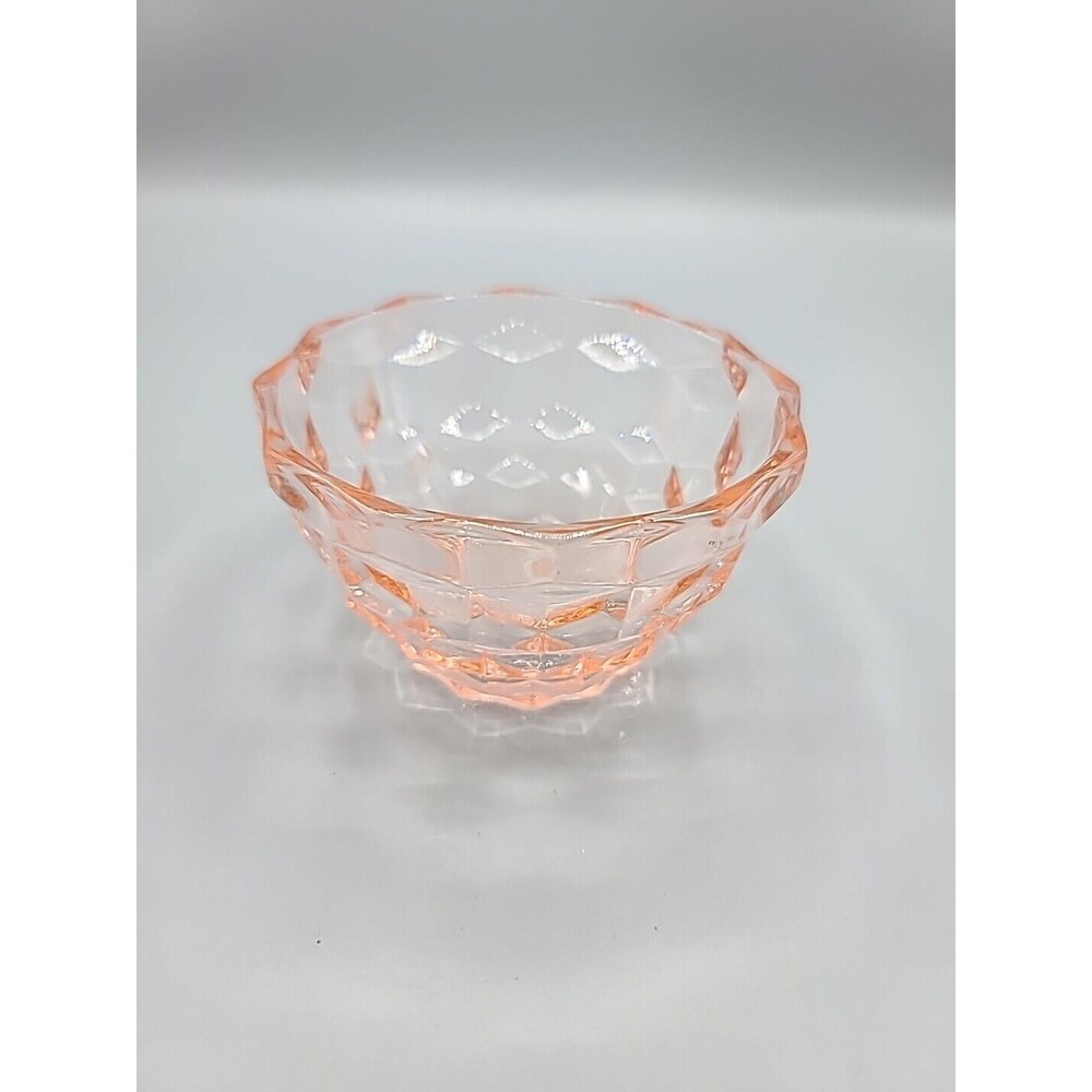Vintage Jeannette Pink Depression Glass Cubist 4.25 Inch Bowl - Picture 5 of 9